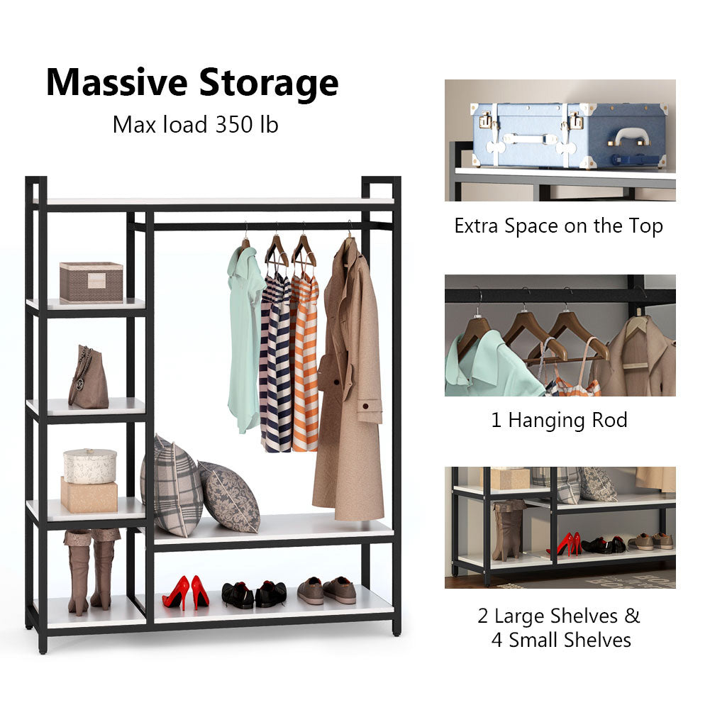 Closet Organizer with 6 Shelves and Hanging Bar